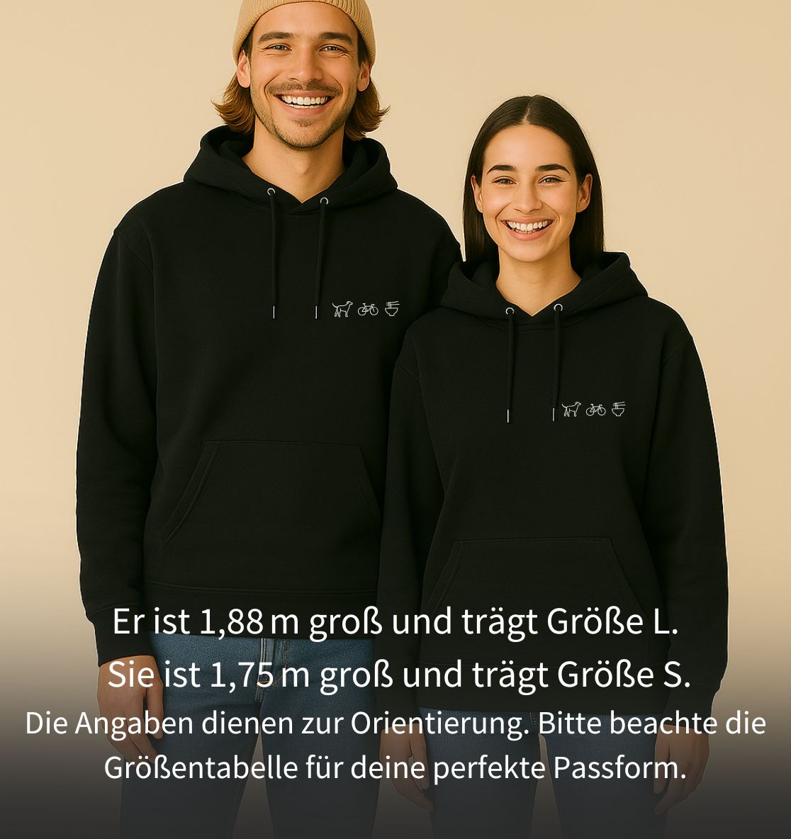 Personalisierter Premium Hoodie aus Bio-Baumwolle (Unisex) | 1 Motiv