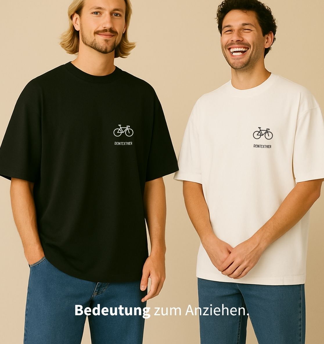 Personalisiertes Premium Oversized T-Shirt aus Bio-Baumwolle (Unisex) | 1 Motiv