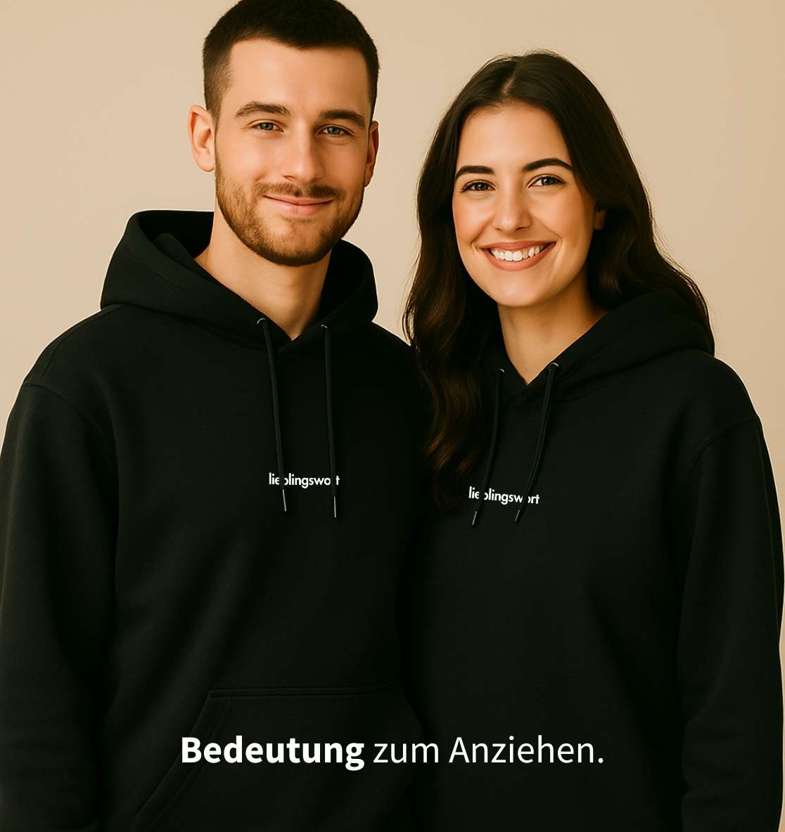 Personalisierter Premium Hoodie aus Bio-Baumwolle (Unisex) | Text