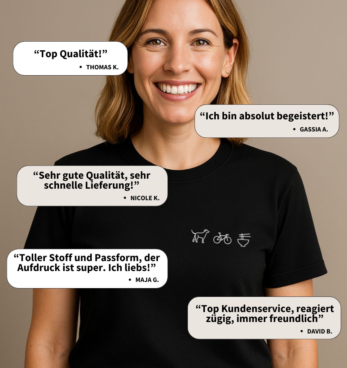 Personaliertes Premium T-Shirt für Frauen aus Bio-Baumwolle | 3 Motive