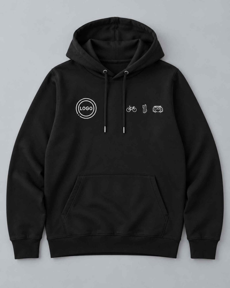 Hoodie with its own chest logo