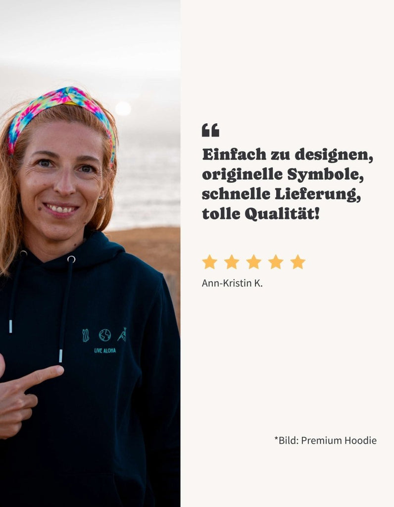Personalisierter Premium Hoodie aus Bio - Baumwolle - Studio Sonntag