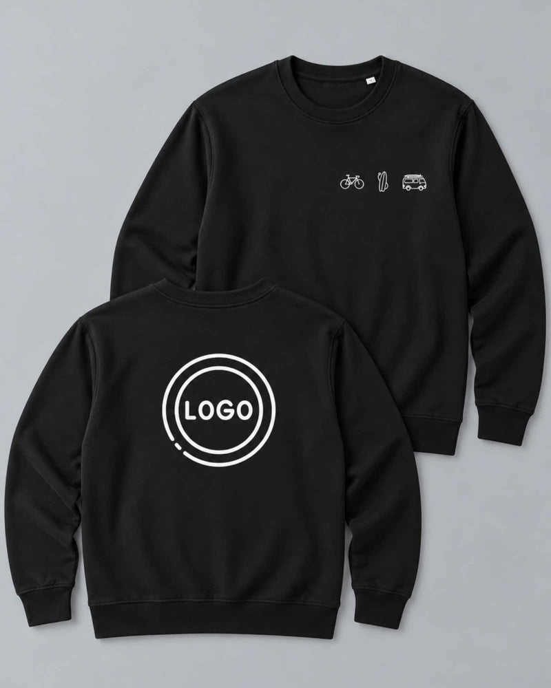 Sweatshirt with its own logo on the back